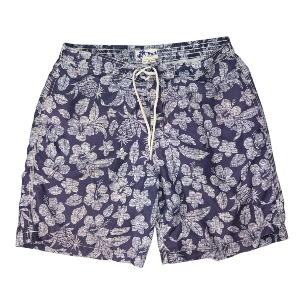 Trunks Surf & Swim Co Trunks Men's Large Blue Floral Tropical Mesh Lined Pockets
